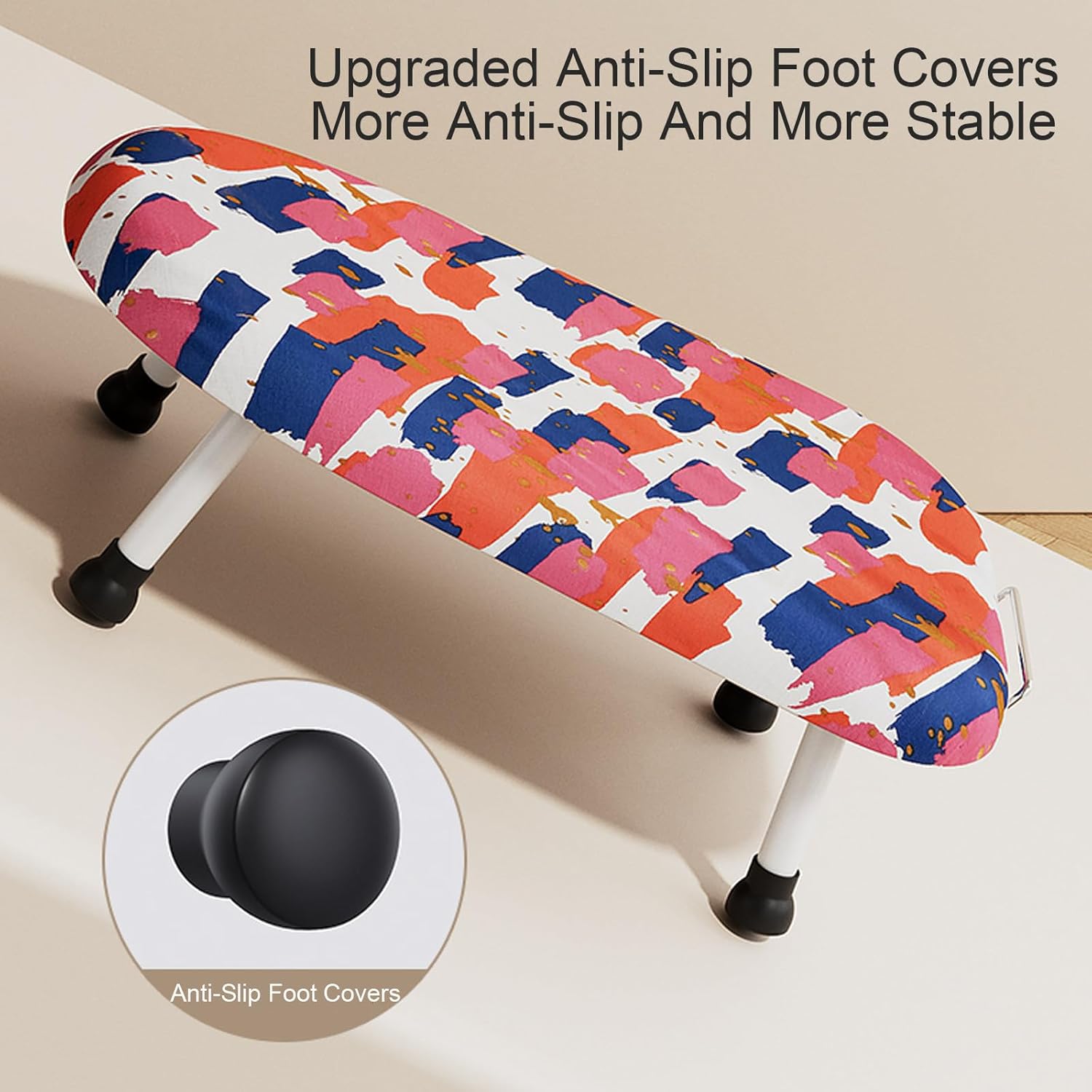 Small Ironing Board, Table Compact Ironing Board Portable Plastic Small Iron Board with Sleeve Iron Board, Iron Rest, Removable Heat Resistant Cover, Non-Slip Feet