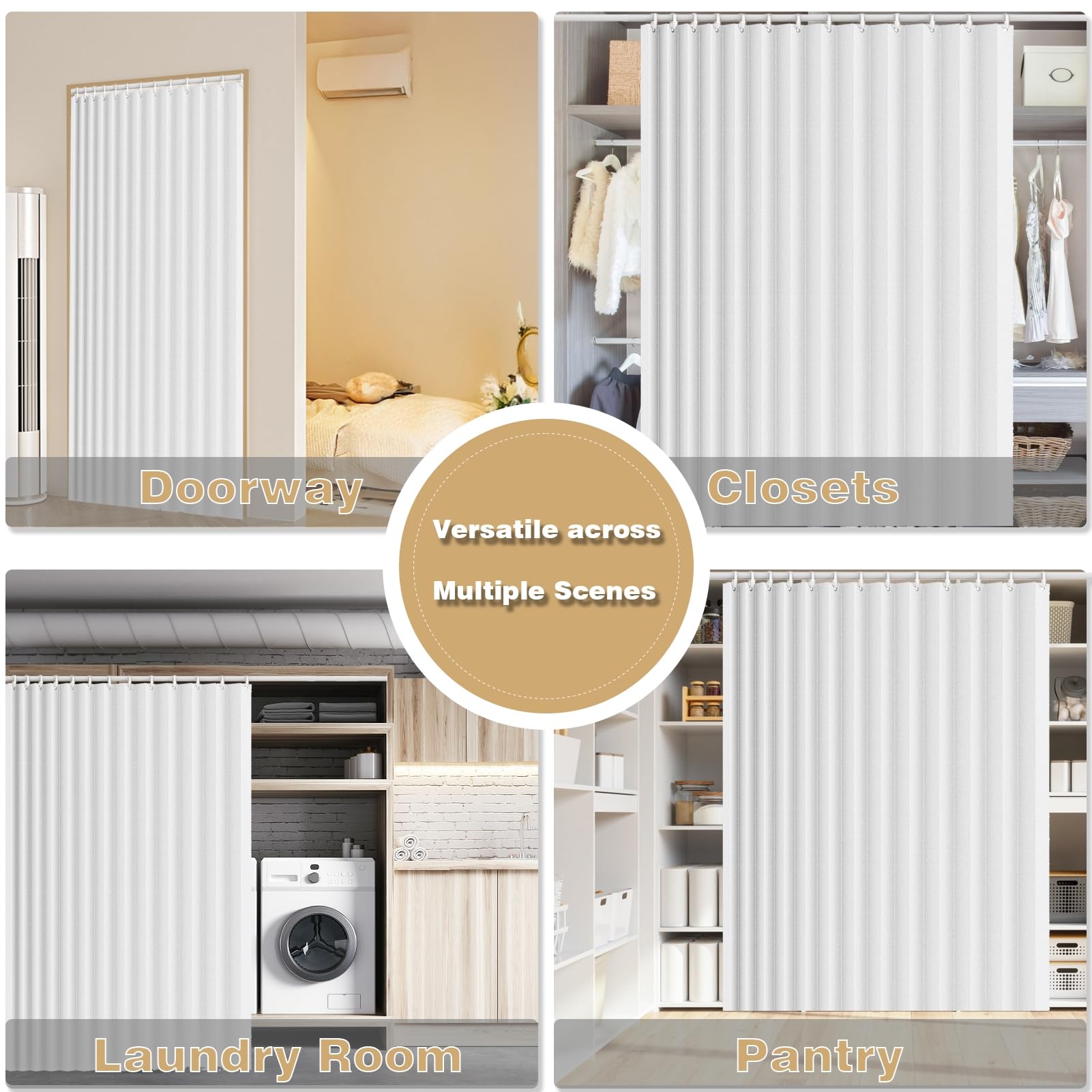 Rideaux Occultants Magnétique Isolant, Anti Froid et Chaleur, Rideaux Accordéon Invisibles pour Porte D'entrée, Salon, Placard, Chambre, 220 G/M², Blanc, 120x200cm
