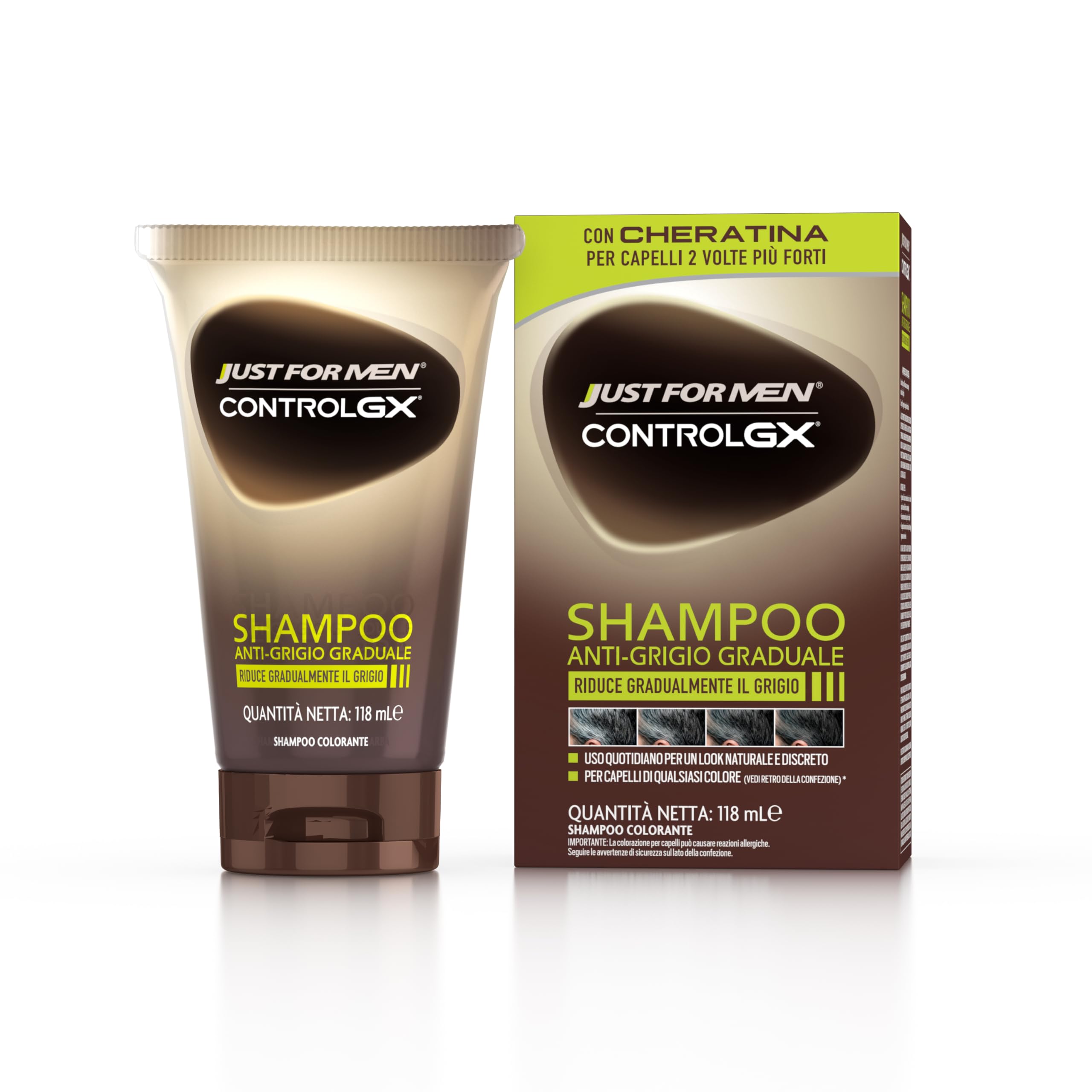 Just For Men - Control GX Colour Shampoo Gradually Reduces Grey Hair for a Natural Look 4 Ounce