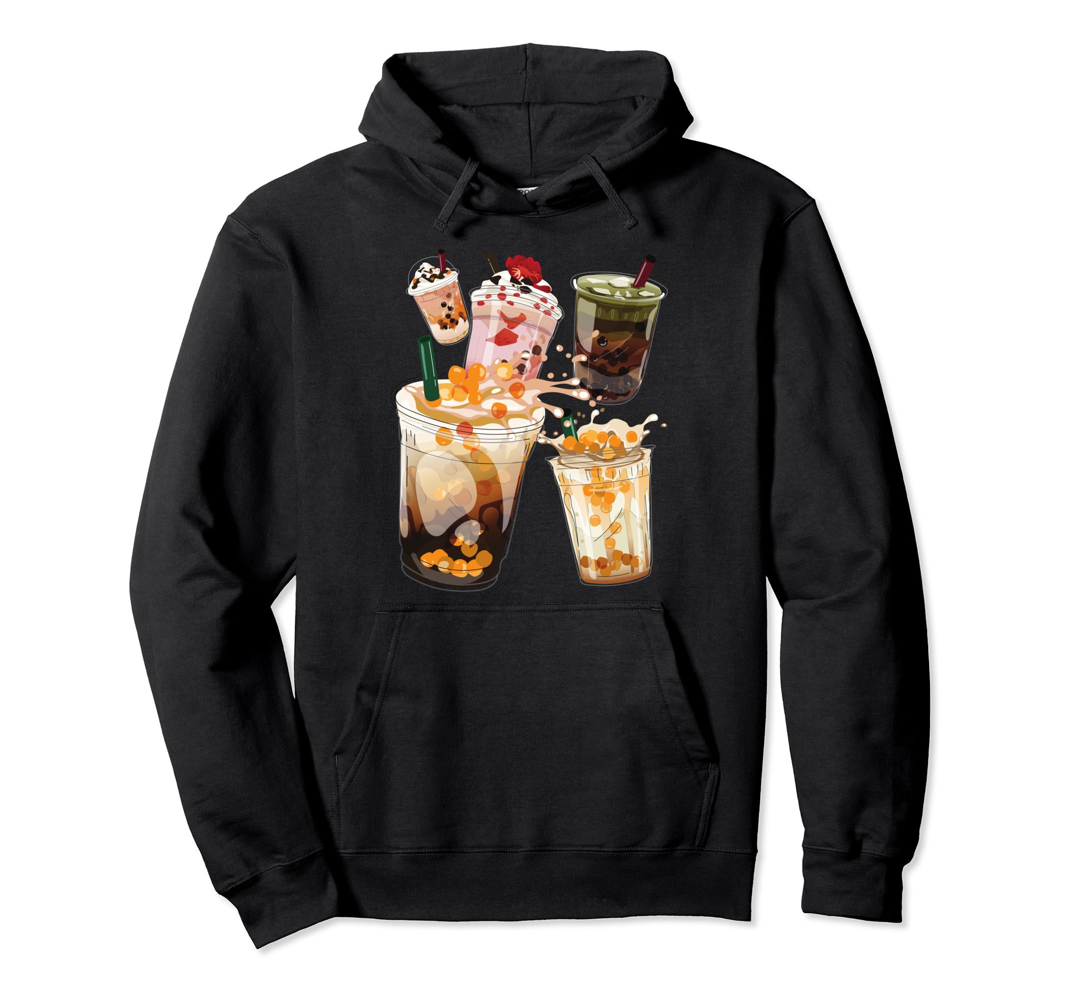 Bubbles Tapioca Milk Tea with Boba Beads Pullover Hoodie