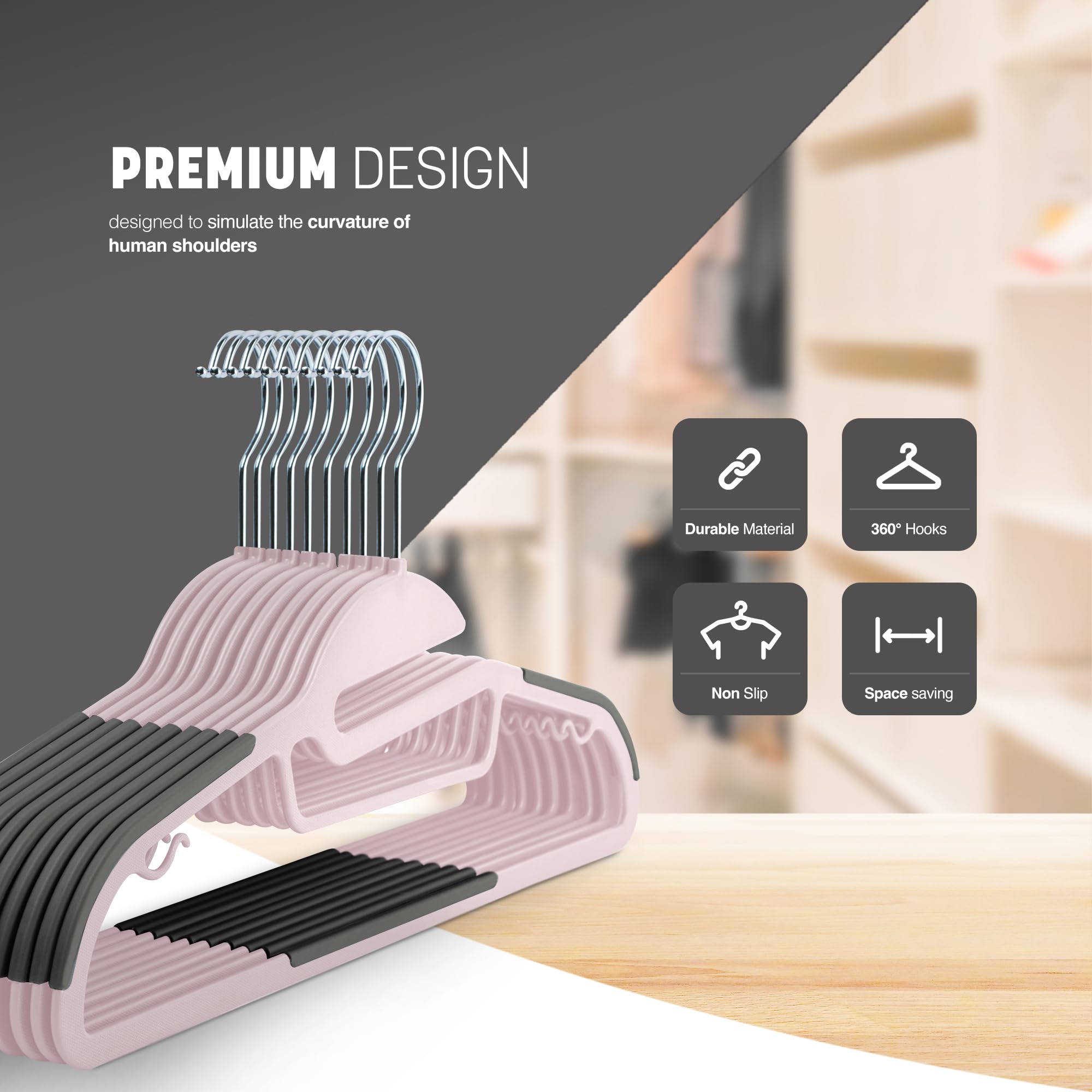 Lot De 20 Cintres Antidérapants Aspect Velours - Peu Encombrants Haut