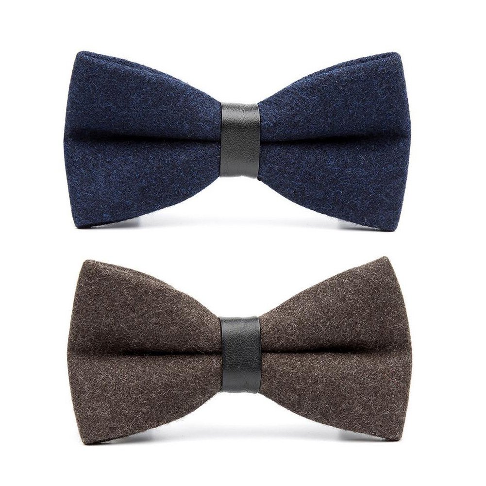 Qobod unique pre-tied bow tie mens Adjustable Length Large wool Necktie knot tuxedo bow ties suit navy blue coffe