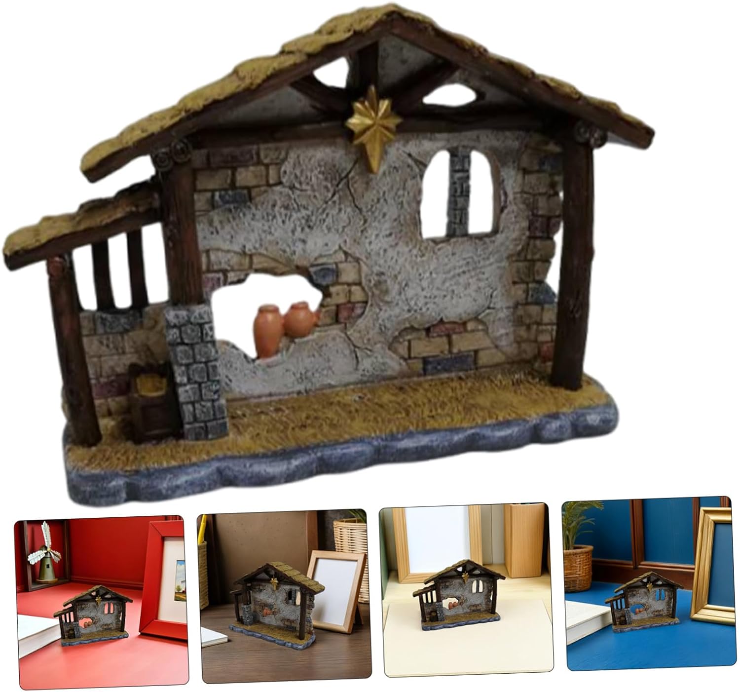 Didiseaon 11cm Resin Nativity Scene Figurine for Tabletop Christmas Decor