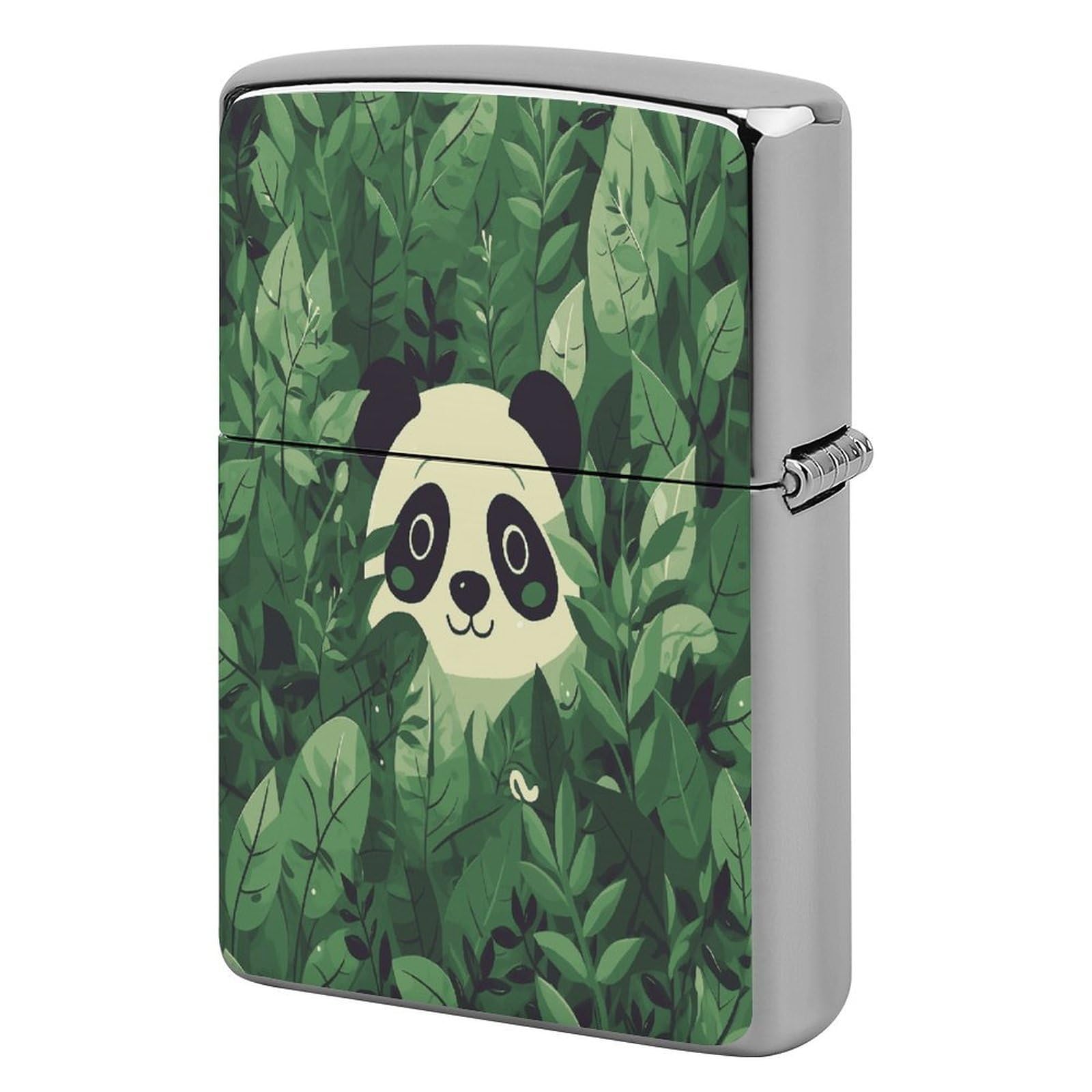 Fekiloot Style Green Leaves Panda Pattern Lighter Case Cover Lighter Holder