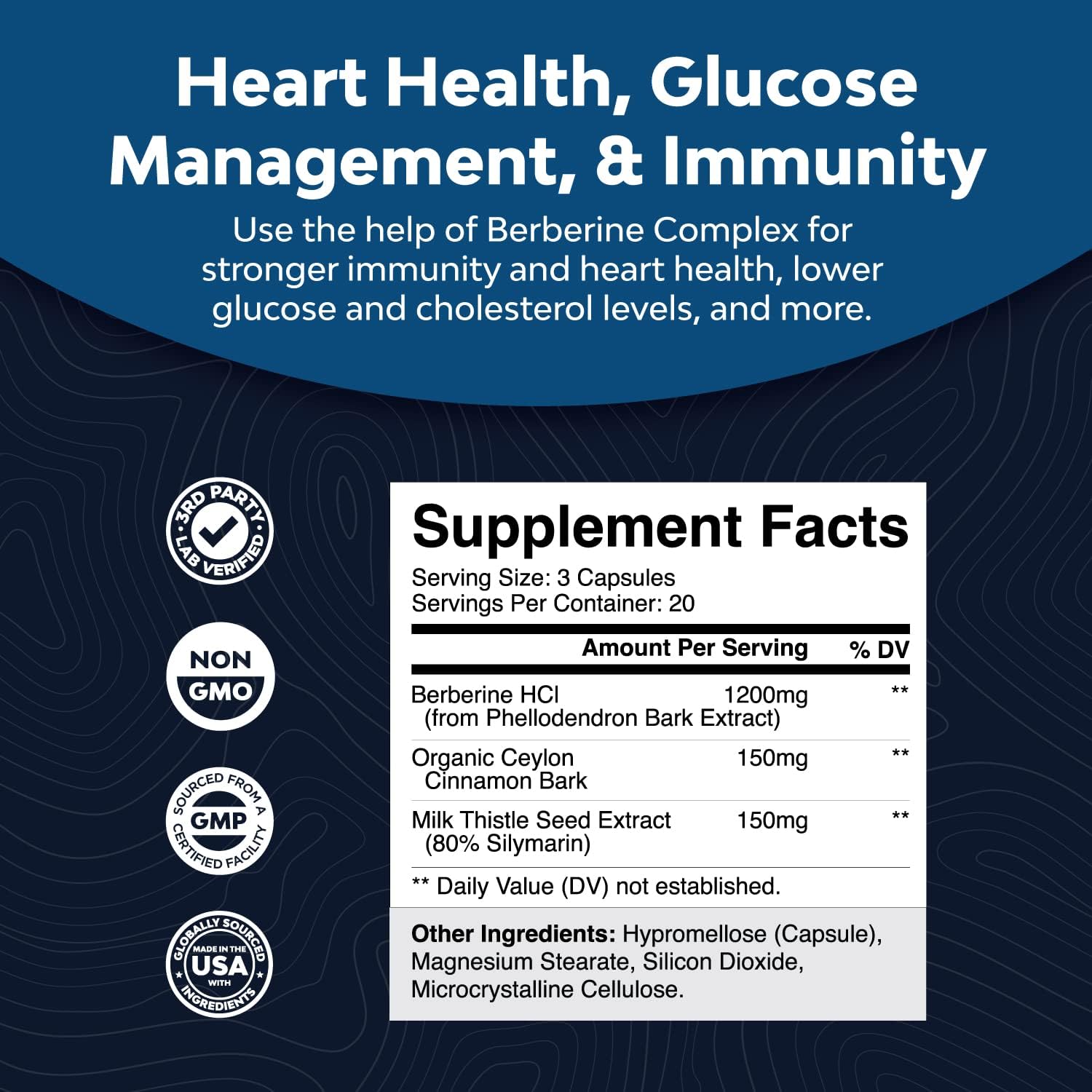 Balancing Berberine Plus 1200mg Complex - Antioxidant Berberine with Ceylon Cinnamon Capsules plus Silymarin Milk Thistle Extract - Active PK for Heart Health and Sugar Support 60 Veggie Capsules