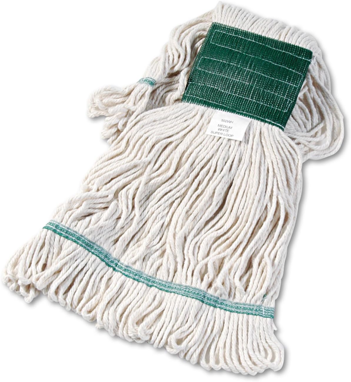 Boardwalk 502WHCT Super Loop Wet Mop Head, Cotton/Synthetic, Medium Size, White, 12/Carton
