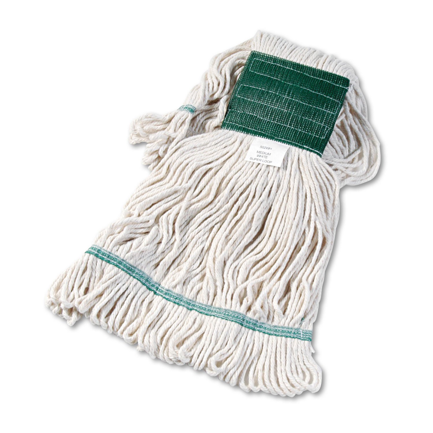 Boardwalk Super Loop Wet Mop Head, Cotton/Synthetic Fiber, 5" Headband, Medium Size, White, 12/Carton