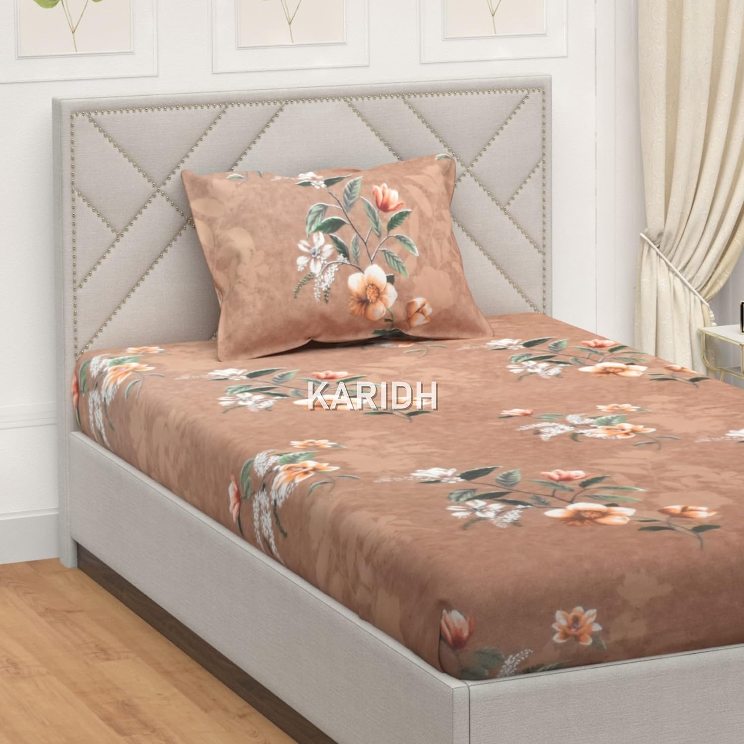 KARIDH Single Bedsheet Elastic Fitted (78"X 48"Xup to 8" Mattress) Soft Cotton Blend with 1 Pillow Cover (78"X 48"Xup to 8 Inche Mattress) (B0BTMNBFRT) Amazon Price History, Amazon Price Tracker