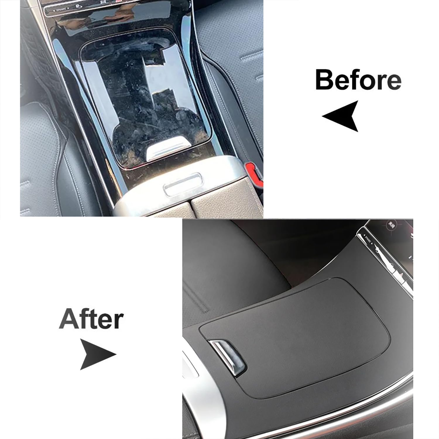 Mittelkonsolenverkleidung Lederaufkleber,Interieur-Pakete,Schalttafel-Verkleidung,Anti-Reibung Fingerprint,Schützt Originalfahrzeug,Für Benz c-Klasse 2022-2023,Schwarz(Lückenlose Bezahlung)