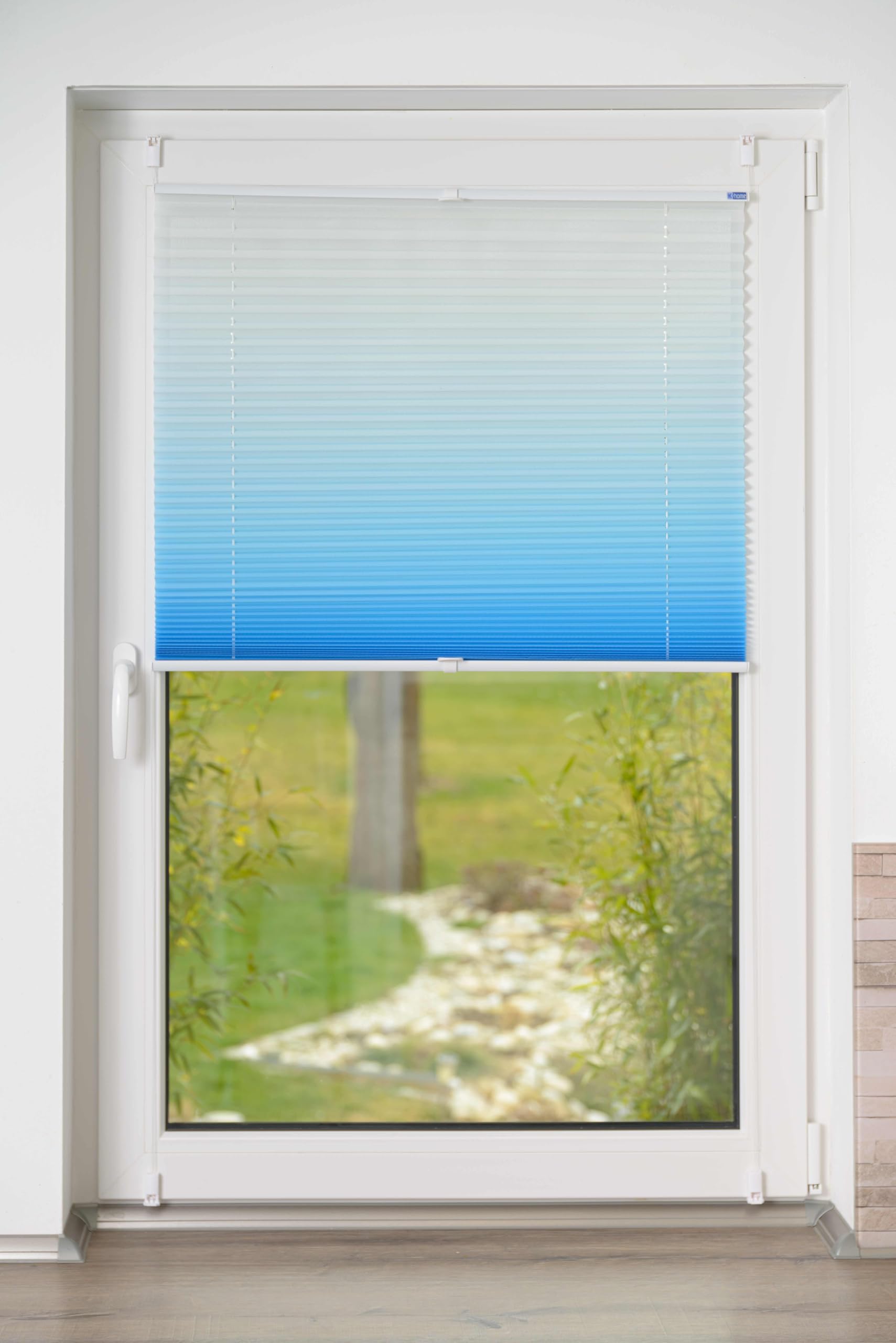 Khome K-Home® Klemmfix-Plissee Farbverlauf Iceblau B115 x H130 cm – Bild 3