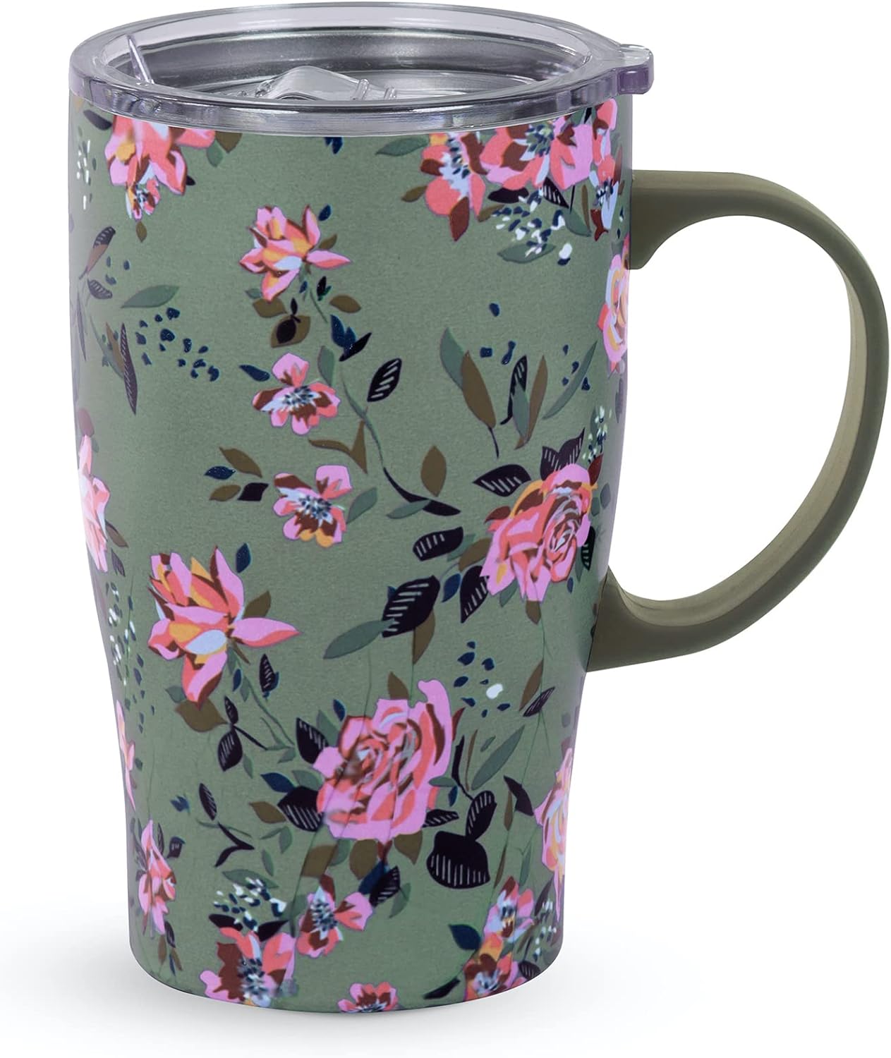 Vera Bradley Coffee Tumbler with Handle, 18 Ounce Stainless
