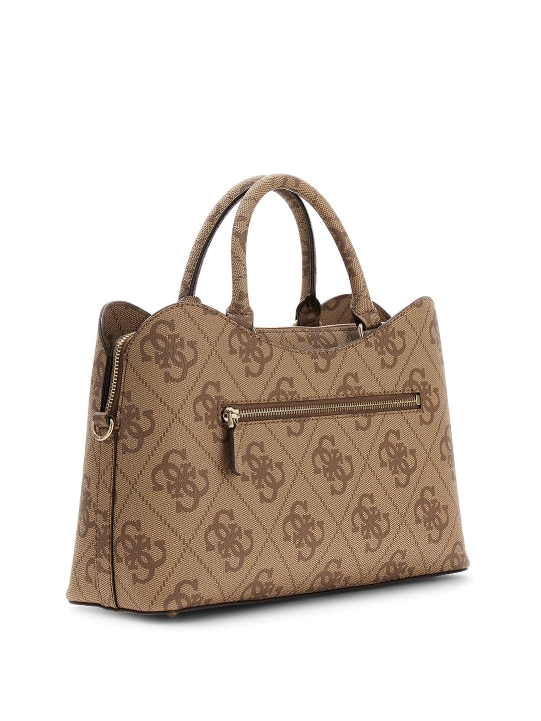 GUESS bolso bandolera Janie Logo Girlfriend Satchel Latte Logo marrón claro