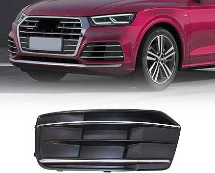 XQSMWF Front Bumper Fog Light Cover Grille Bezel Insert Left Driver Side Compatible With Audi Q5 2018 2019 2020 Chrome Trim Replaces 80A807679DRU6 80A807245