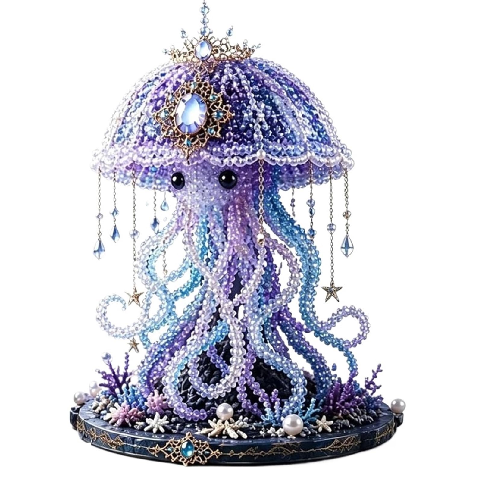 ANQKYO Mythical Ocean DIY Bead Kit for Beginners Mythical DIY Bead Kit for Beginners, 3D Beaded Animal Making, Underwater Embroidery Set(Moon Jelly)