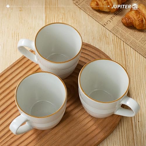 Miniatura 12 de famiware Juego de 4 tazas de café, 13 onzas, tazas de gres para café con leche, té caliente, moca, cacao, capuchino, microondas y lavavajillas