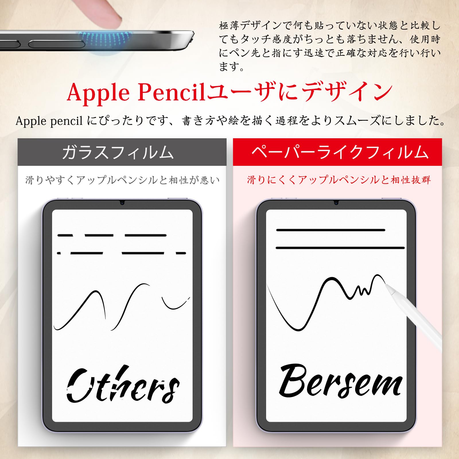 Amazon.co.jp: BERSEM【2枚セット】iPad Mini7 (A17Pro) 2024/iPad 