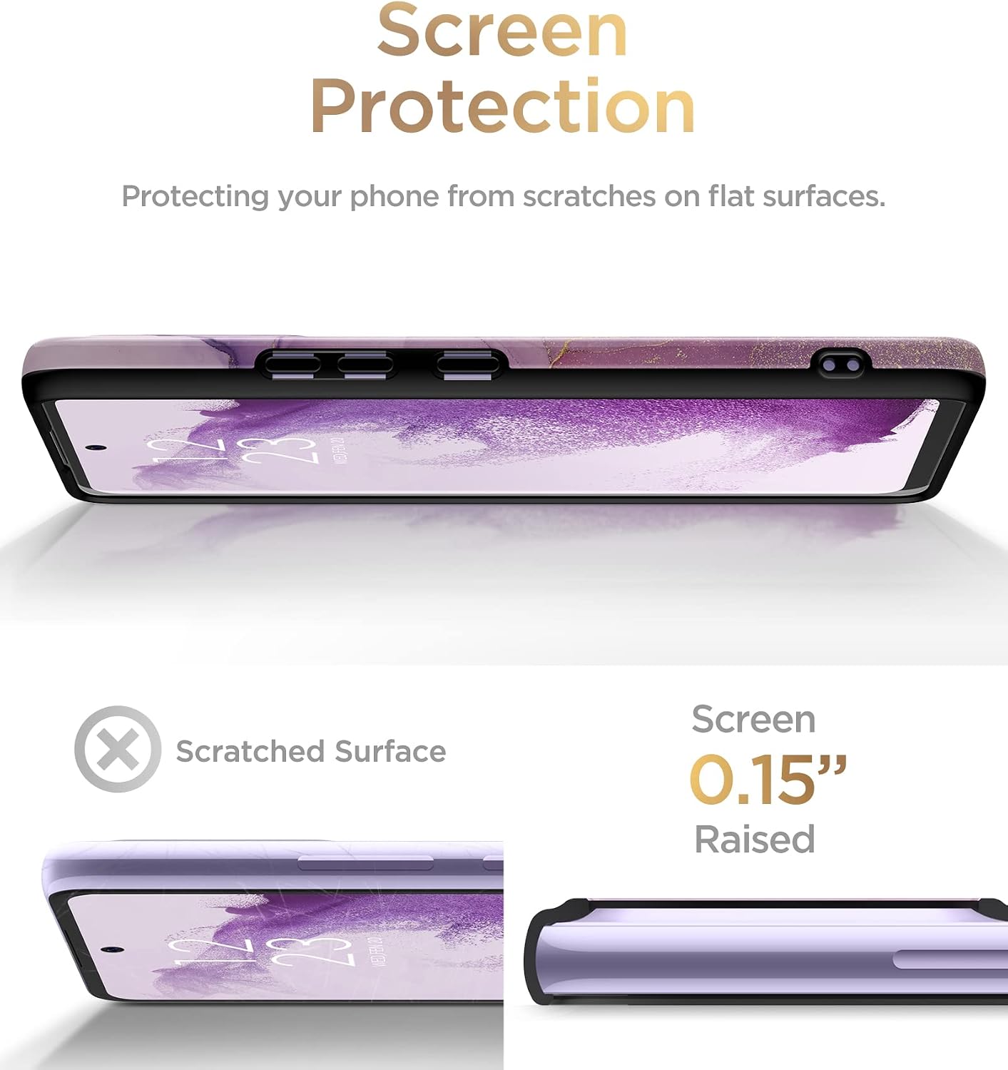 GVIEWIN Case Compatible with Samsung Galaxy A53 5G 6.5-Inch, Mable Slim Soft Flexible TPU Shockproof Glossy Cover Protective Women Girls Stylish Phone Cases 2022 (Romantic Purple)