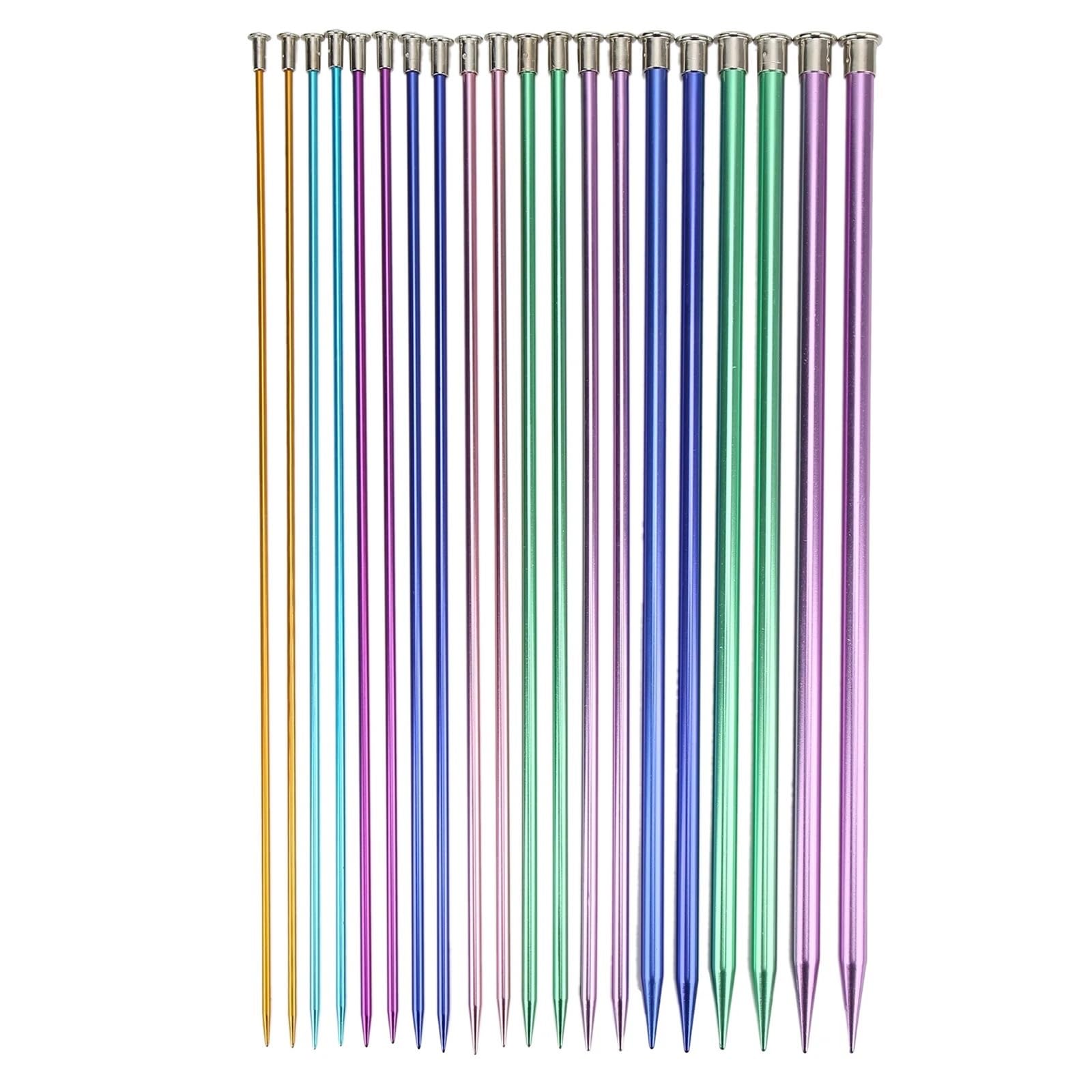 Knitting Needles 10 Pair Aluminum Knitting Needles Color Super Long DIY Sweater Scarf Needle Single Pointed Stick Stitch Set