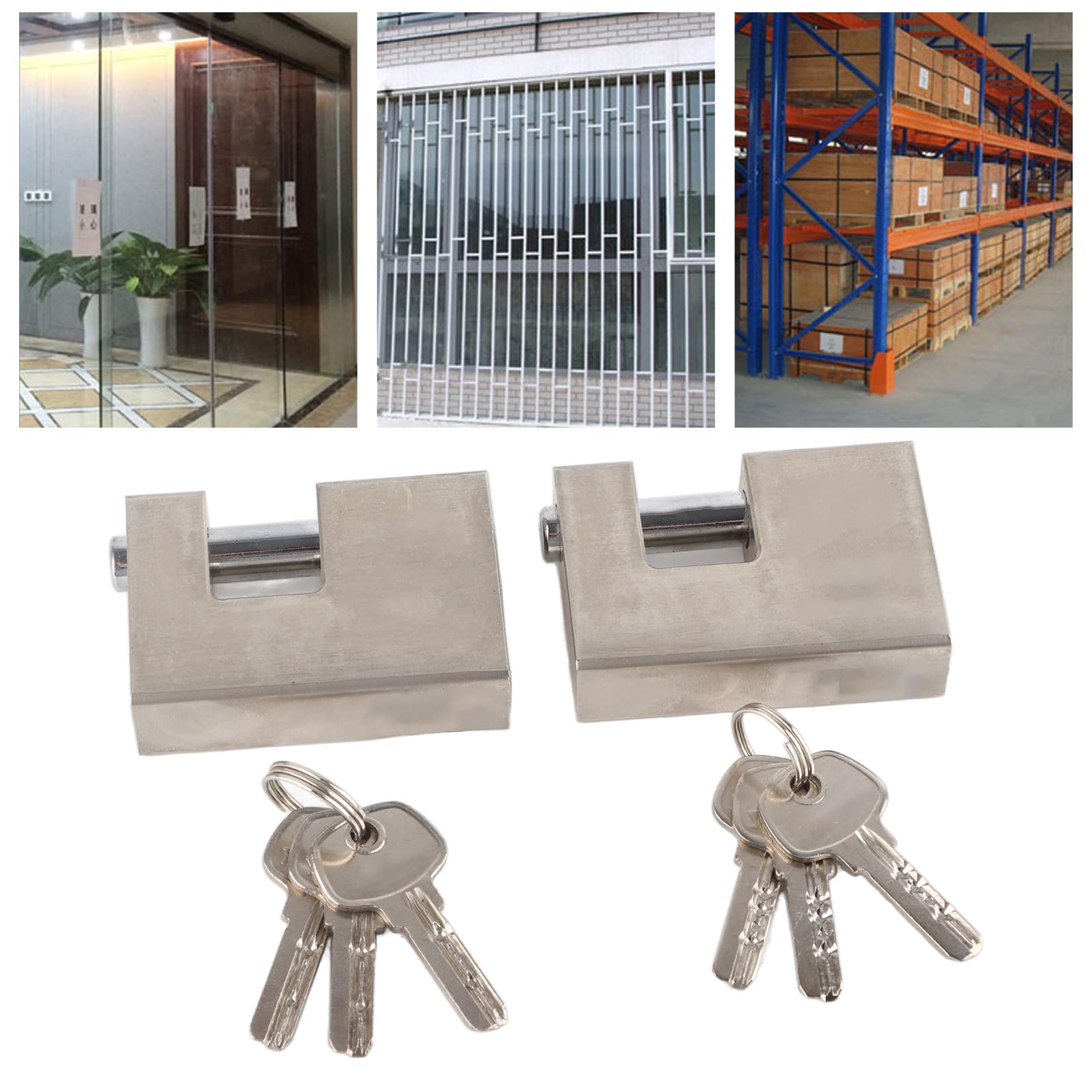 Lokta na Kłódki Ciężkiej, 2PCS High Security Monoblock Lock z Klawiszami, Kłódka na Zewnątrz do Garażowego Kontenera Wysyłkowego