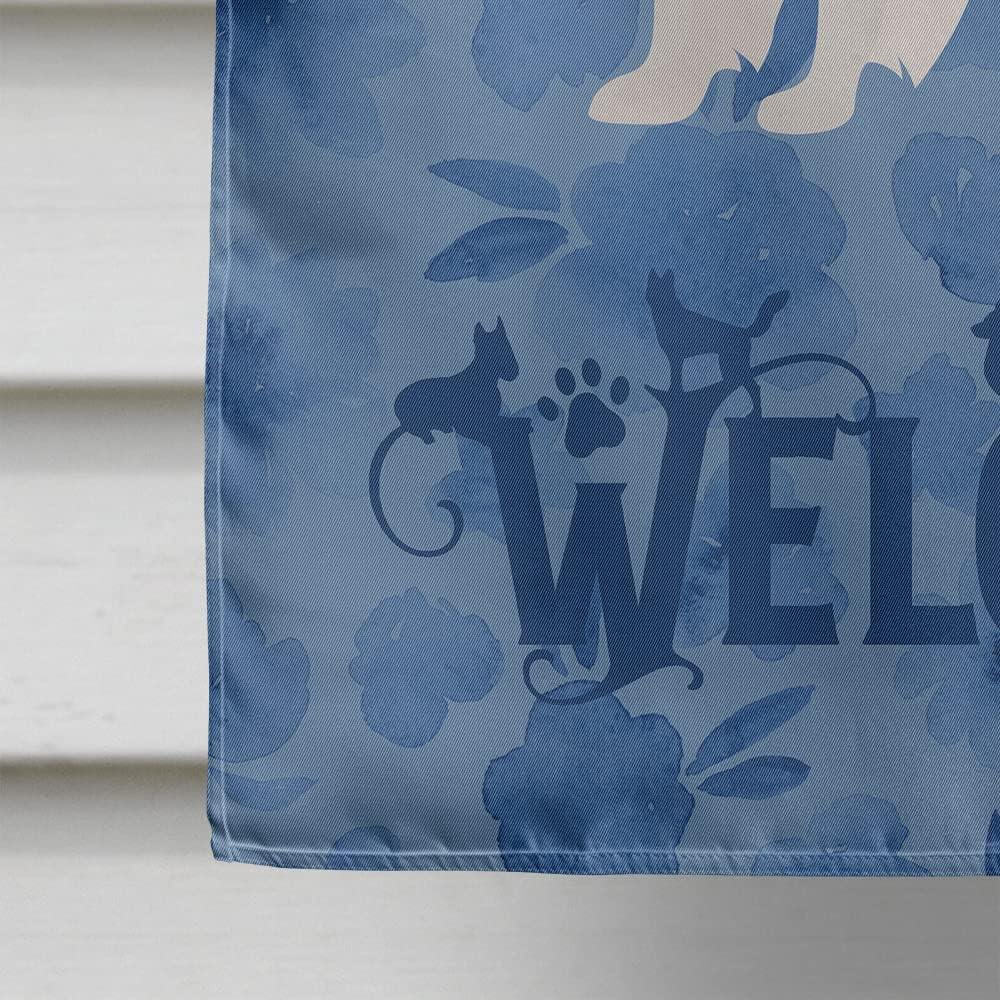 Caroline's Treasures CK5964CHF American Eskimo Welcome House Flag Large Porch Sleeve Pole Decorative Outside Yard Banner Artwork Wall Hanging, Polyester, House Size, Multicolor