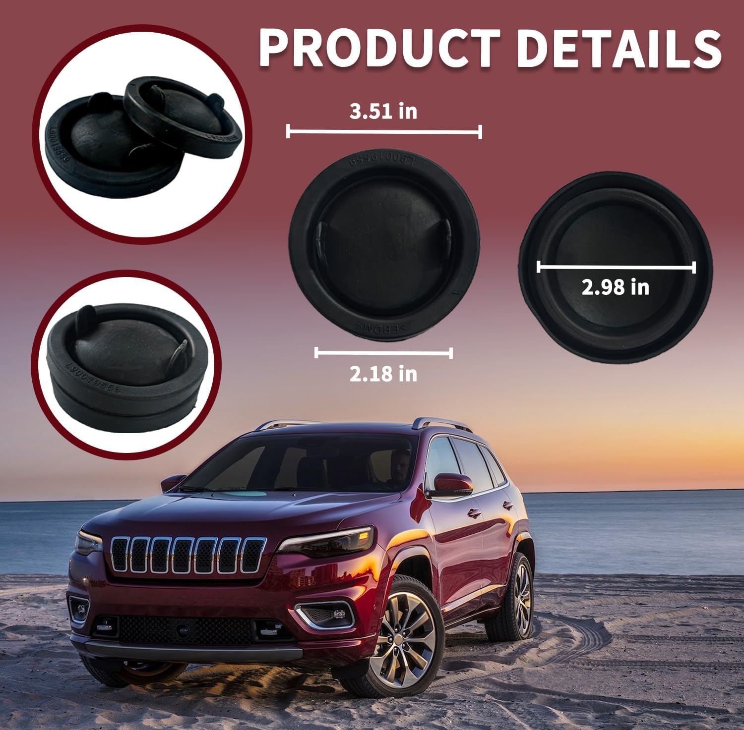 Headlight Dust Cover Cap 2 Pcs, Replacement for Jeep Grand Cherokee 2017-2021 / WK 2022, Replaces OEM 68354272AA 170086, Waterproof Sealed Housing Cap