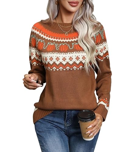Halloween Knitted Pullover Sweaters Fall Winter Fashion Maple Leafs Pumpkin