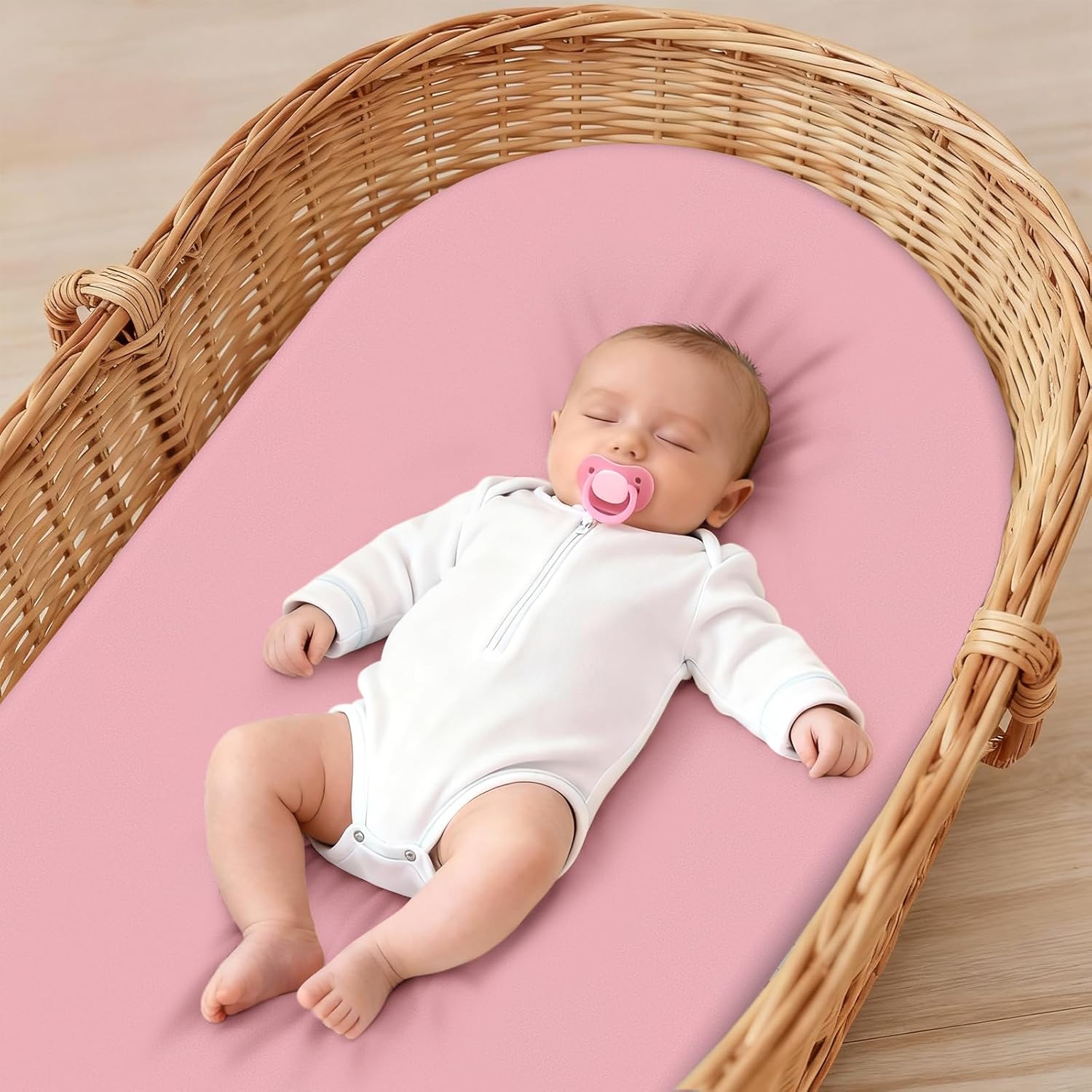 Baby Bassinet Sheets for Baby Boy Girls,4-Pack Fitted Bassinet Sheets Set Compatible with Halo Bassinest Swivel Sleeper,Baby Delight,Angelbliss,32″X16″ (Pink Collection)