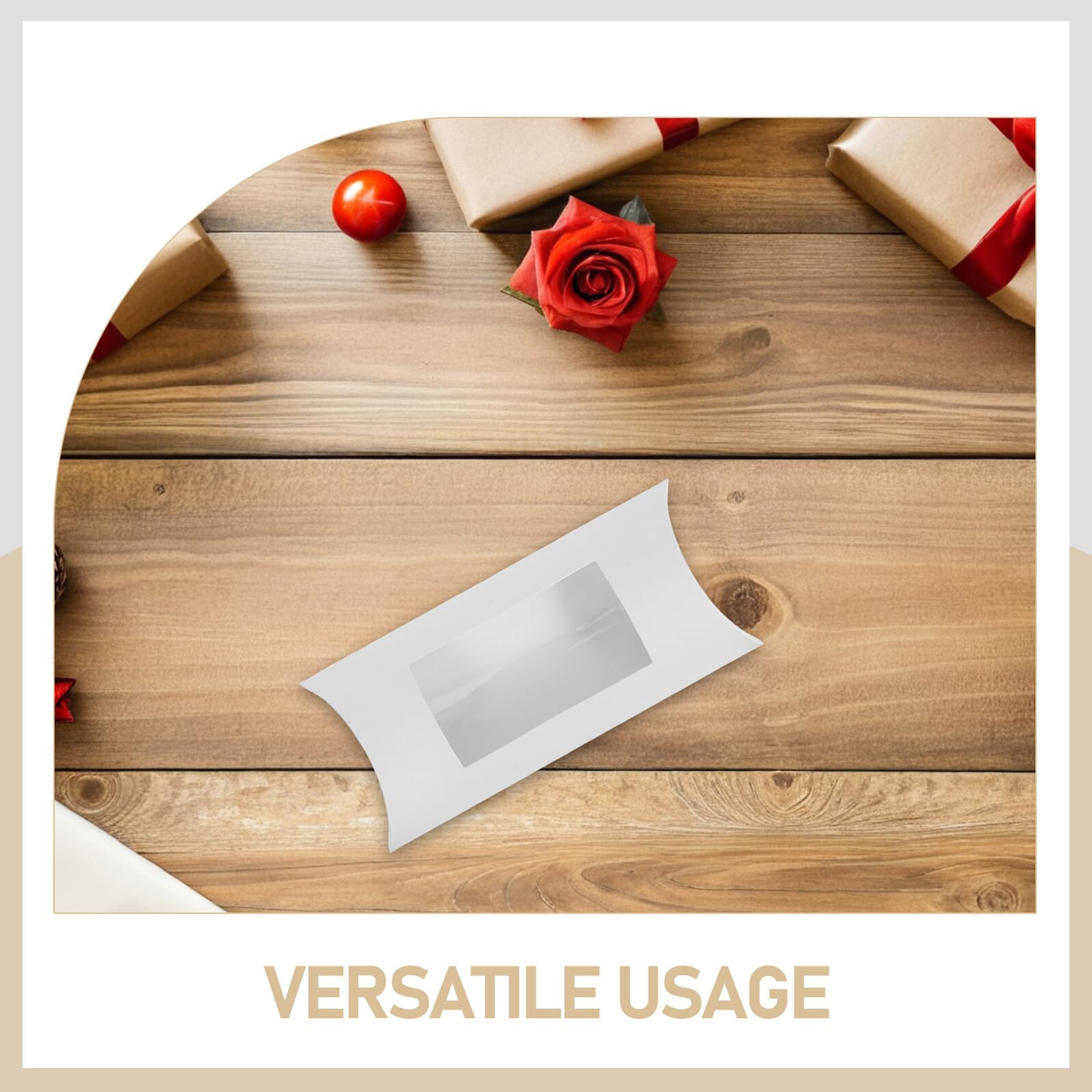 PLAFOPE 50stücke Kissenbox mit Sichtfenster Weiß Papierboxen für Pralinen Süßigkeiten Schmuck Geschenkboxen zur Produktpräsentation
