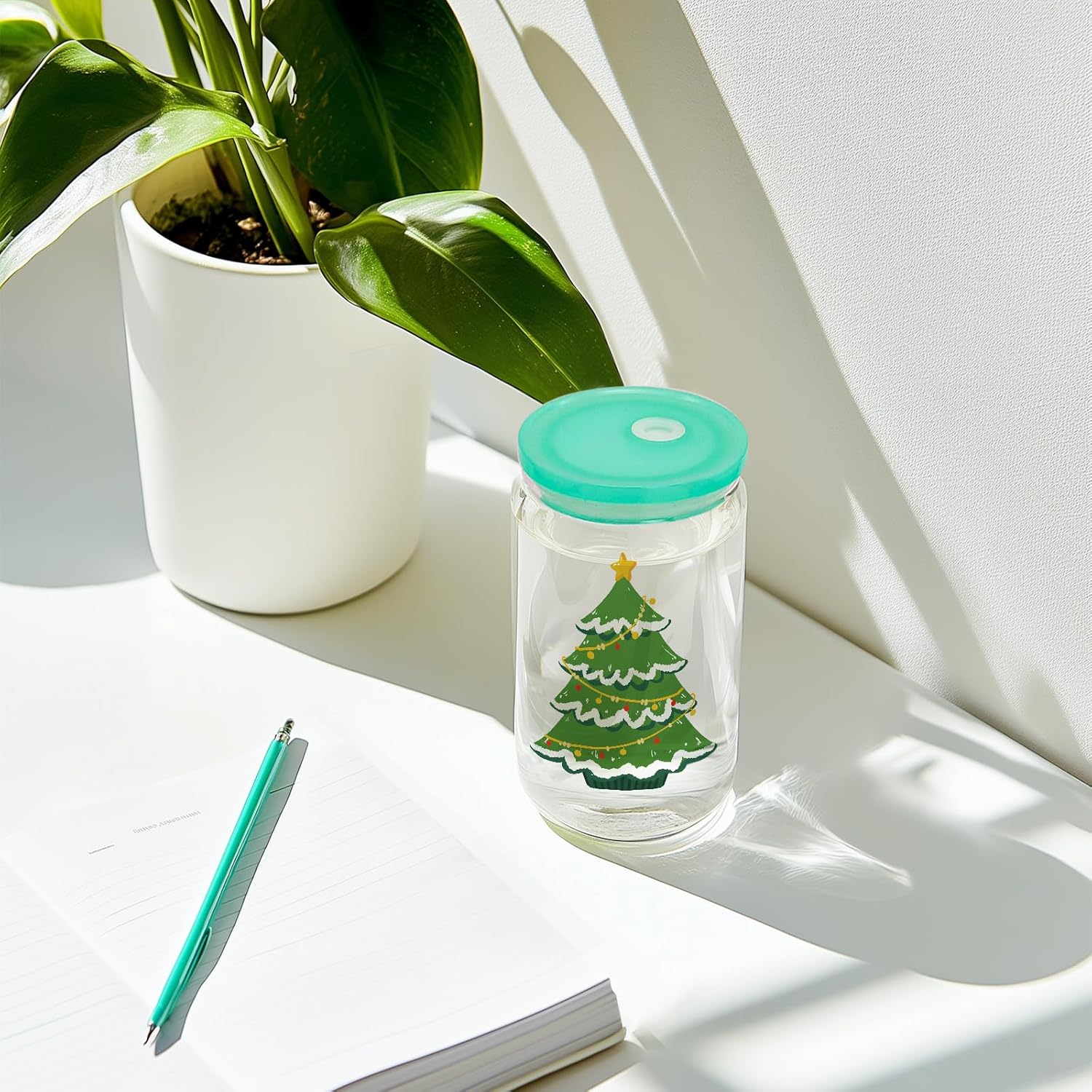 20 Pack Drinking Glass Cups with Acrylic Lids and Glass Straws 16oz Clear Glass Tumblers Can Shaped Iced Coffee Cups Drinking Glasses, Cute Glass Cups for Tea Beer Soda Smoothie Whiskey Gift - Image 7