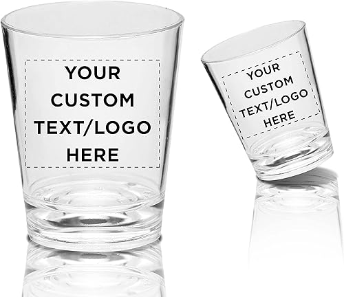 Miniatura 7 de DISCOUNT PROMOS Vasos de chupito de plástico translúcidos personalizados de 1.5 onzas, juego de 50, paquete personalizado a granel, acrílico, ideal