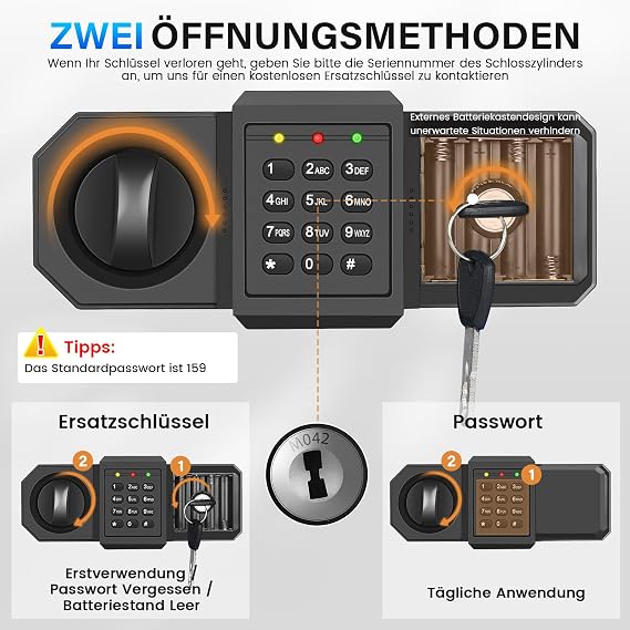 [Upgraded] 25L Safe Fireproof for Home Digital Safe with Replacement Key Removable Shelf and Alarm System Small Safes with Combination Lock for Cash Important Documents
