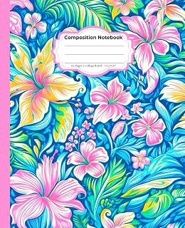 “Spirit of Aloha” Preppy Hawaiian Print Composition Notebook: Light Pink