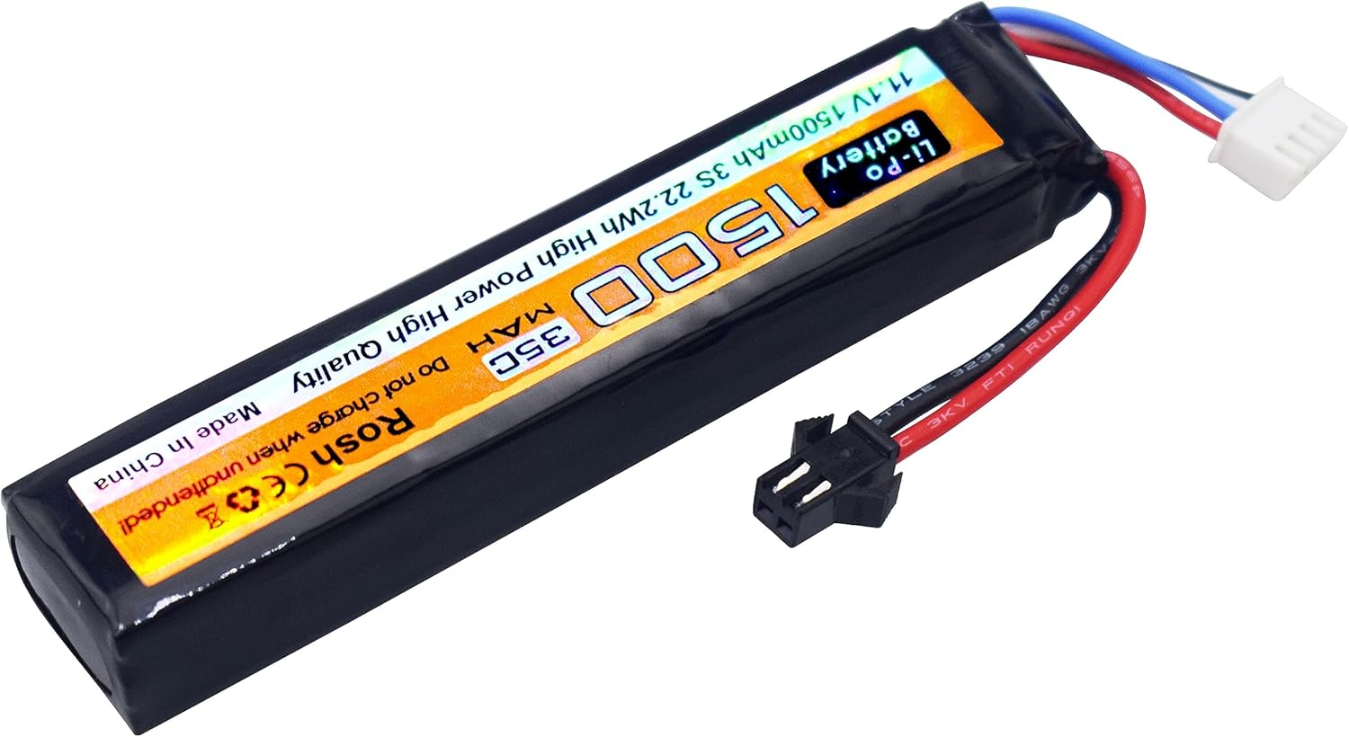 Fytoo 2PCS 11.1V 35C 1500mAh SM-2P Plug T-Plug Kotamiya Plug Lithium Battery with USB Charging Cable for Airsoft Model Gun Rifle RC Car Drone Battery