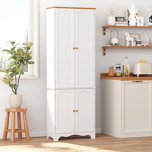 Miniatura 9 de Yusong - Armario alto de despensa de cocina de 72 pulgadas, armario de almacenamiento independiente con puertas y estantes, aparador de despensa de