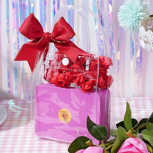 Miniatura 5 de 25 bolsas de regalo de PVC transparente con asas, bolsa de plástico pequeña, envoltura de regalo transparente reutilizable  bolsas de compras para