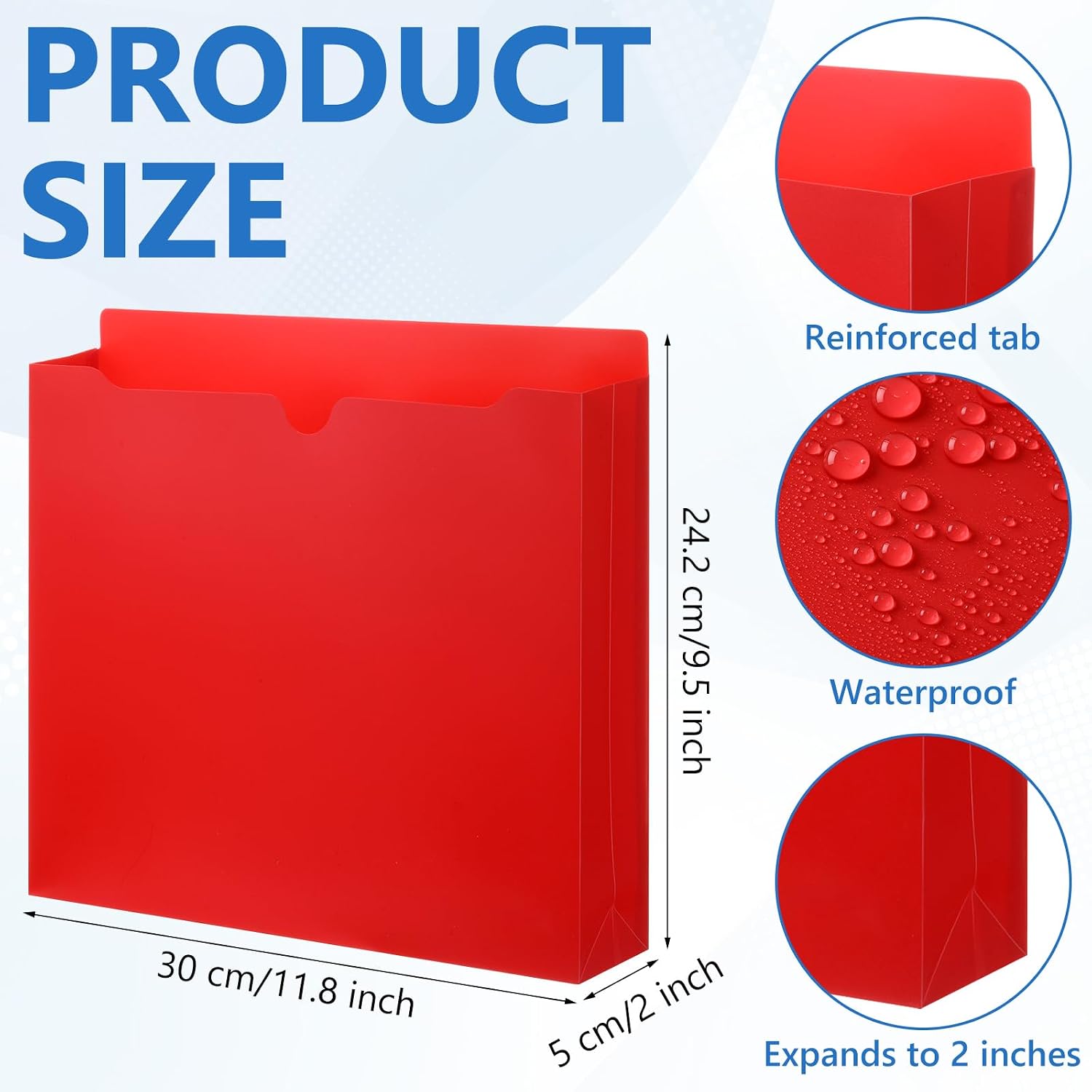60 Pack File Jackets Letter Size 2 Inch Expansion Manila Plastic File Folders Expandable Heavy Duty Reinforced Straight Cut Tab Expandable Document Jacket for Home Office
