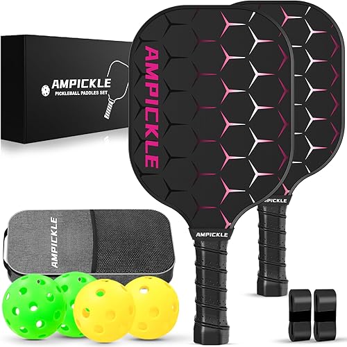 Paleta de pickleball, juego de 2 palas de pickleball de fibra de vidrio, raquetas de pickleball de superficie esmerilada, estándares USAPA, paleta