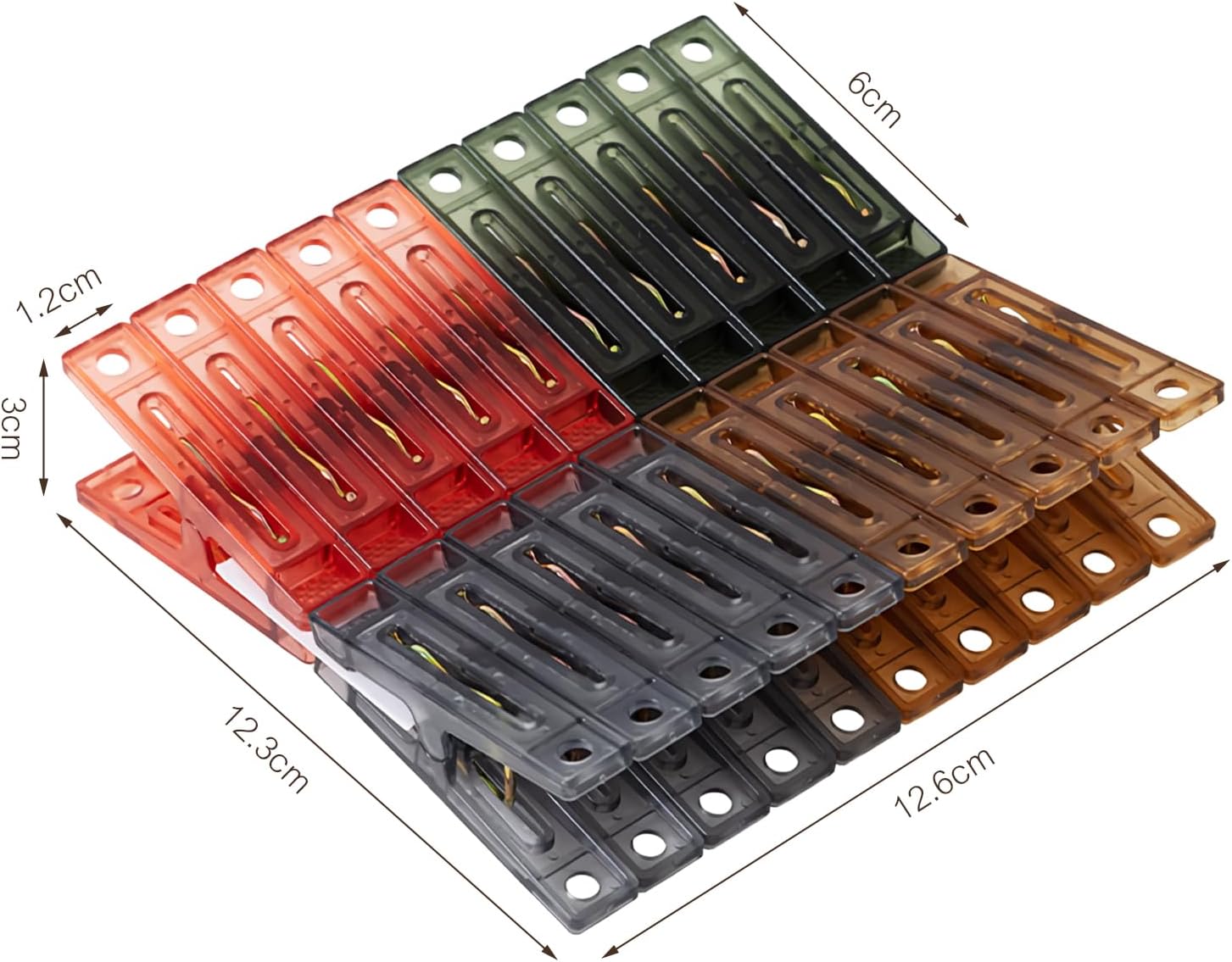 Plastic Clothespins 20 Pack - Heavy Duty Clothes Pins with Thickened Spring for Laundry, Non-Slip Clips for Indoor Outdoor Use on Clothesline Craft (4 Colors - Style A)