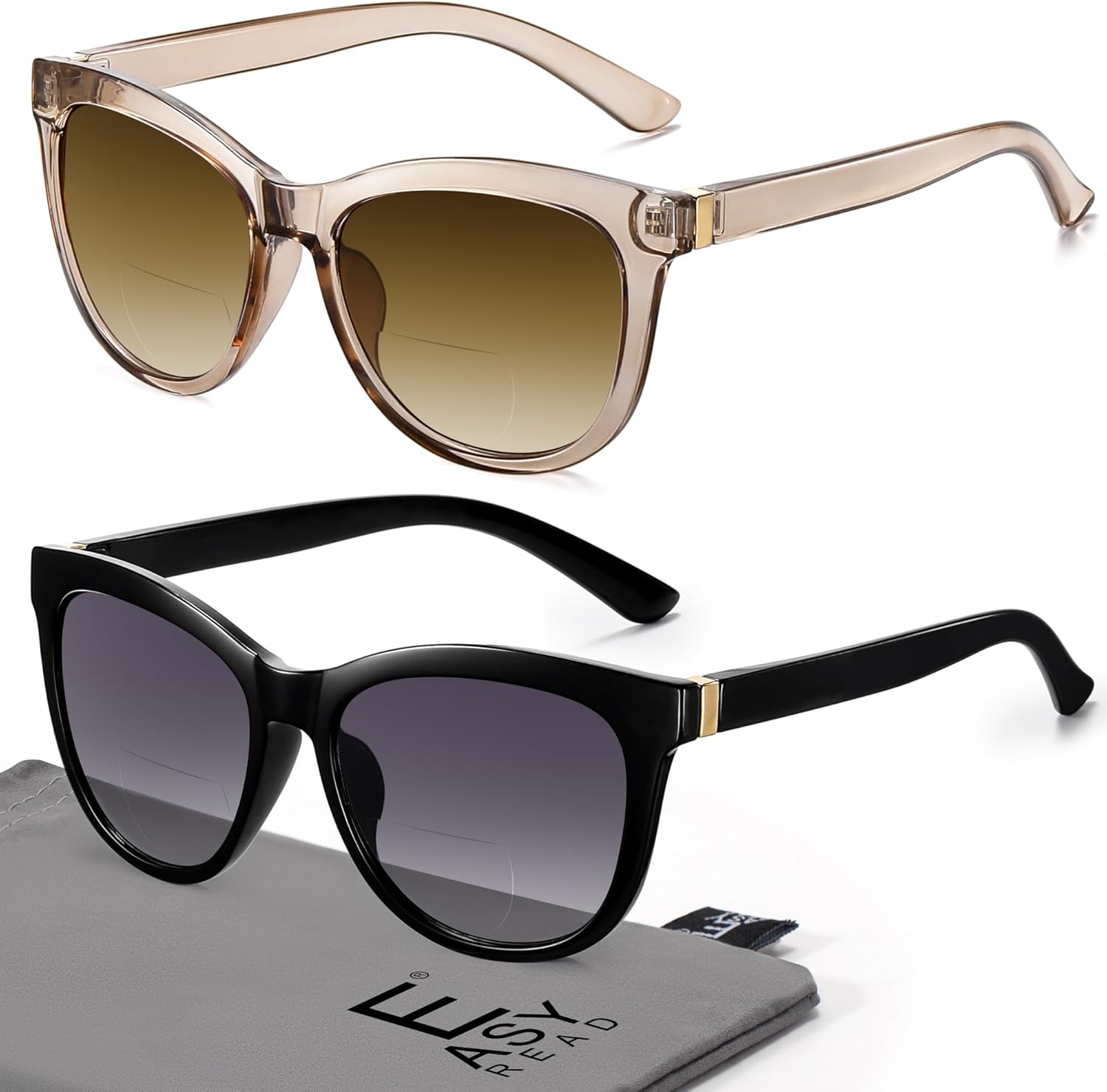EASY READ 2 Pack Cateye Bifocal Reading Sunglasses for Women,Fashion Outdoor Sun Readers UV Protection