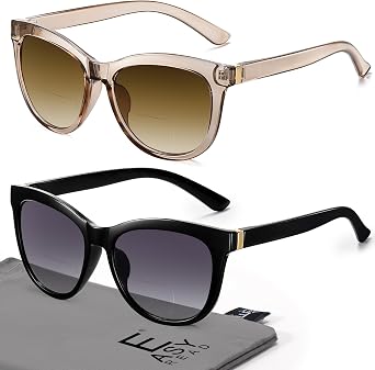 EASY READ 2 Pack Cateye Bifocal Reading Sunglasses for Women,Fashion Outdoor Sun Readers UV Protection
