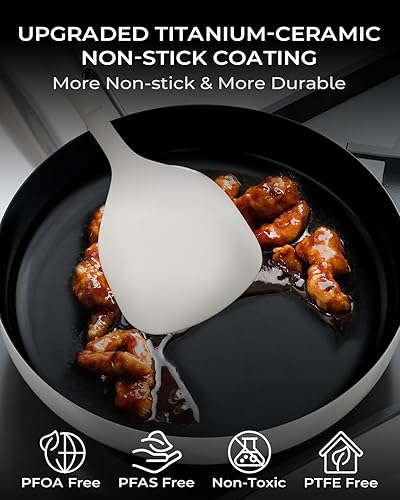 Miniatura 3 de Sartén antiadherente de cerámica para cocinar, sartén antiadherente de acero inoxidable de tres capas de 10.4 pulgadas, sartén no tóxica, libre de