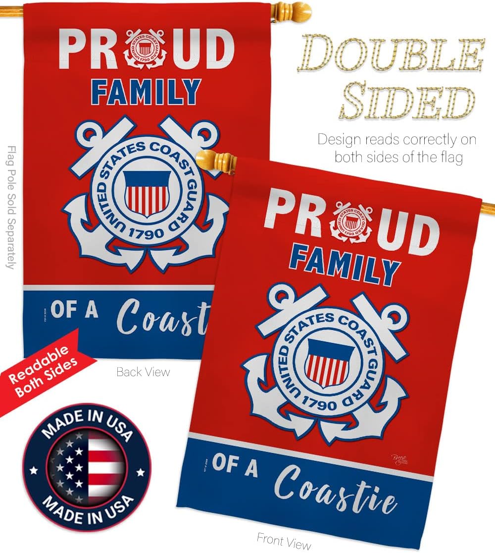 Breeze Decor Proud Family Coastie House Flag Armed Forces Coast Guard USCG Semper Paratus United State American Military Veteran Retire Official Banner Small Garden Yard Gift Double-Sided, Made In USA