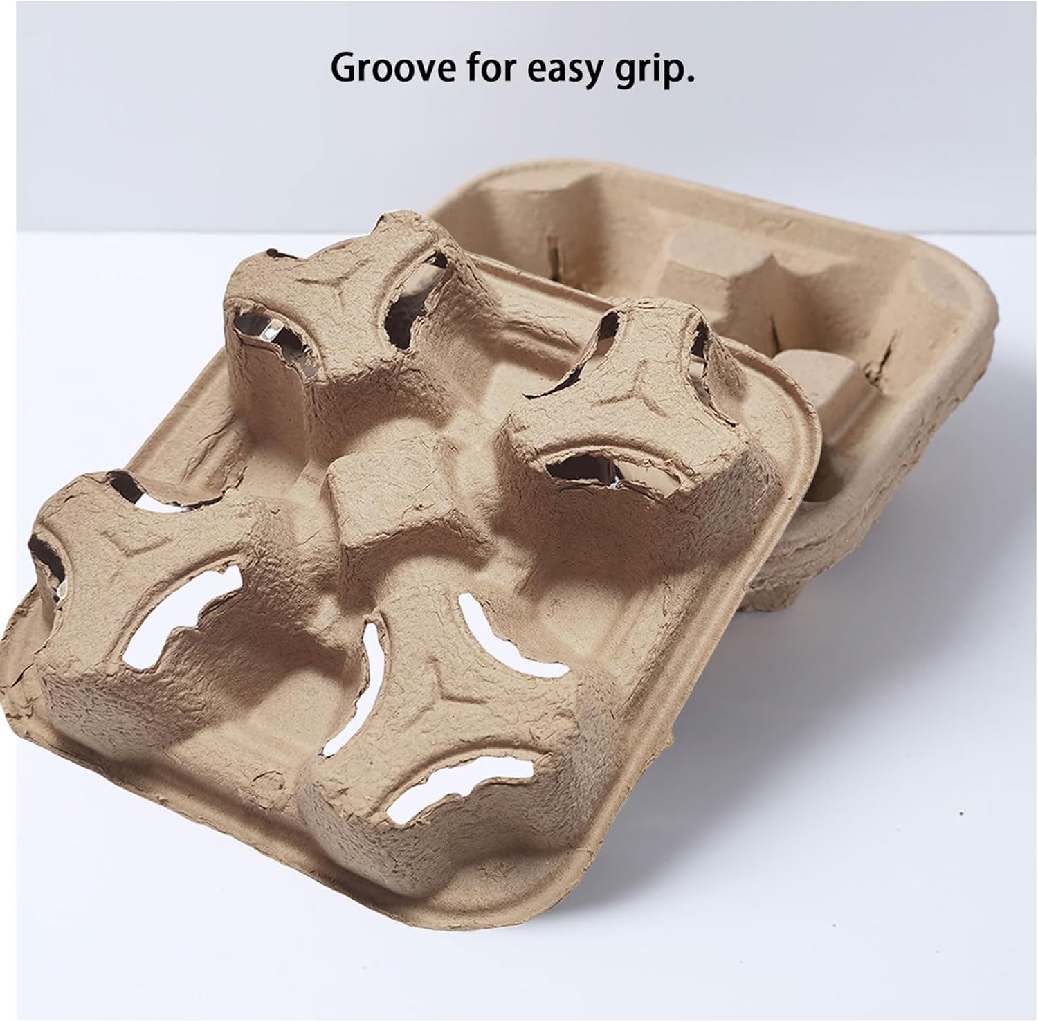 Disposable Compostable Drink Carriers, 100 Pack | Paper Pulp Cup Holder for 4 Cups (8-32 oz) | Biodegradable Tray for Coffee, Bubble Tea, Takeout & Delivery - Image 5