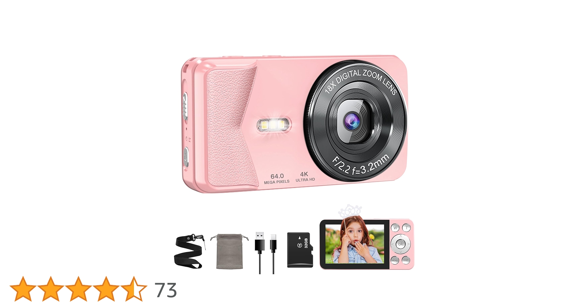 Amazon | QZTCAMERA デジカメ 4K デジタルカメラ 小型カメラ 6400万