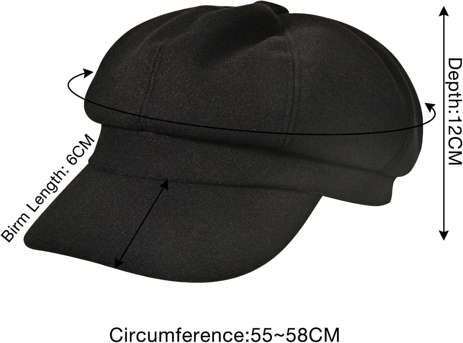 Women’s Newsboy Cap Wool Blend Retro Solid Color Girls Fashion Gatsby Cabbie Visor Beret Hat - Image 4