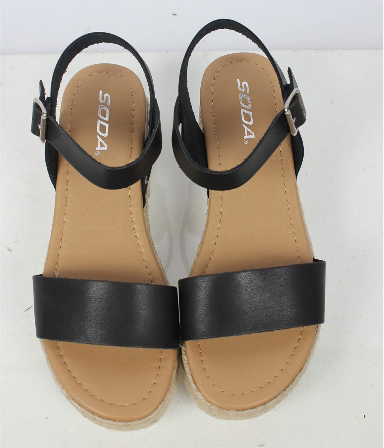 Soda Topic Open Toe Buckle Ankle Strap Espadrilles Flatform Wedge Casual Sandal - Image 3