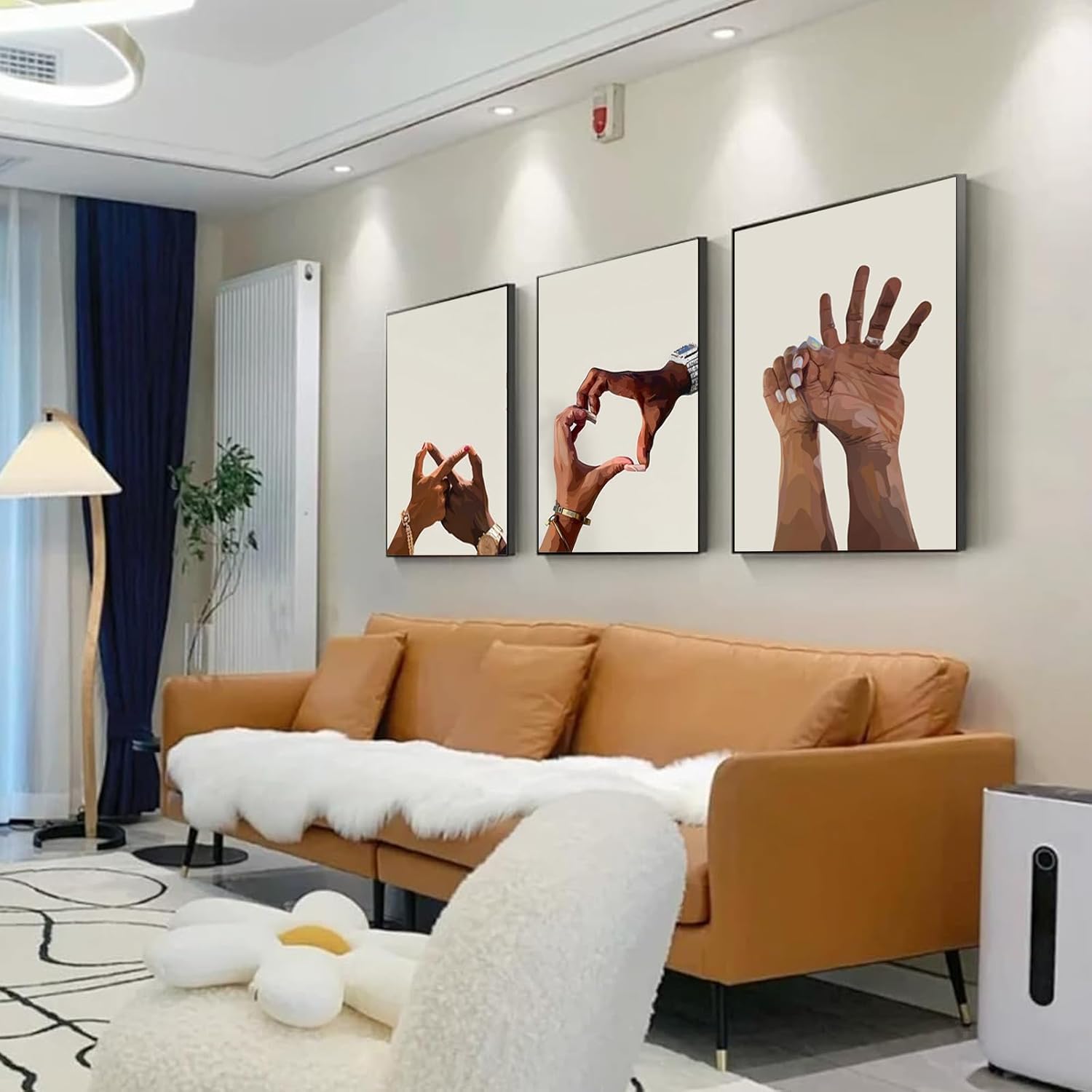 3Pcs Black Couple Wall Art Holding Hands Heart Love Wall Decor Afro Women Men Canvas Poster Prints for Living Room Bedroom Bathroom Decorations Unframed (16x24in)