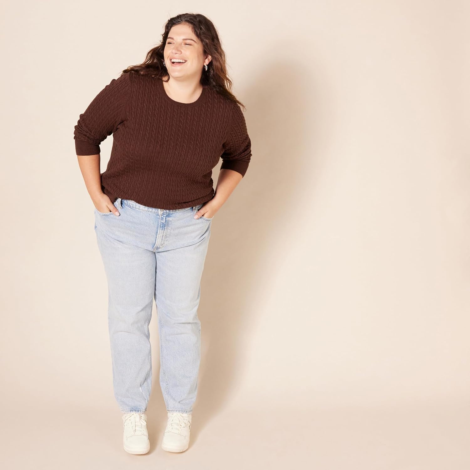 Amazon Essentials Women's Lightweight Long-Sleeve Cable Crewneck Sweater (Available in Plus Size) - Image 8