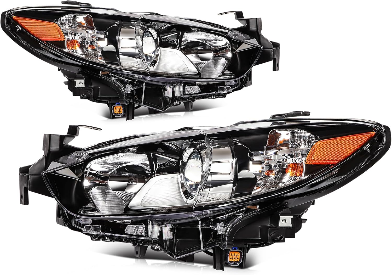 ASAPE Headlights Assembly Pair for Driver and Passenger Side Fits 2014-2017 for Mazda 6 GMP2510L0,Black Housing With Amber Reflector