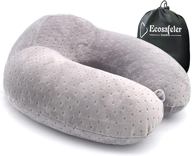 Ecosafeter Portable Travel Pillow - Neck Perfect Support Pillow,Luxury Compact & Lightweight Quick Pack for Camping,Sleeping Rest Cushion